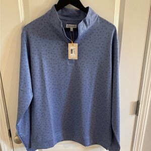 Peter Millar Light Blue Patterned Quarter-Zip - NWT